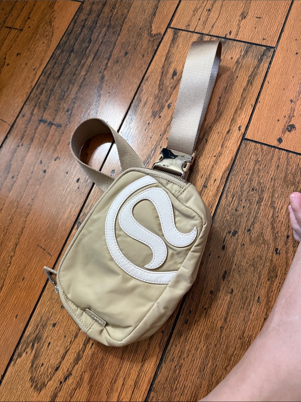 lululemon athletica Tan Belt Bag with White Logo